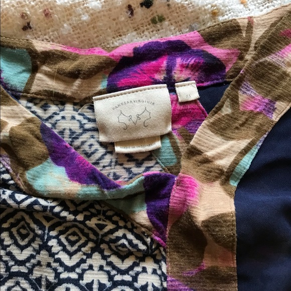 Anthropologie Vanessa Virginia Mixed Print Askew Kimono Top - Picture 8 of 11